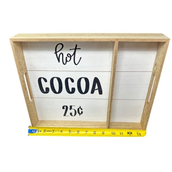 Hot Cocoa Wood Tray Rustic Farmhouse Kitchen Sign 14in Decorative Box Decor - Picture 14 of 16